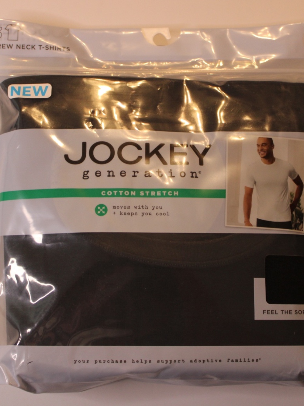 NWT Jockey Generation Black Crew Neck T-Shirts 3 Pack XL Cotton Stretch